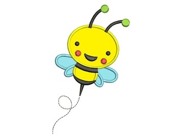 Cute Little Bumble Bee Applique Machine Embroidery Design Pattern - Instant Download - comes in three sizes to fit 4x4 , 5x7, and 6x10 hoops