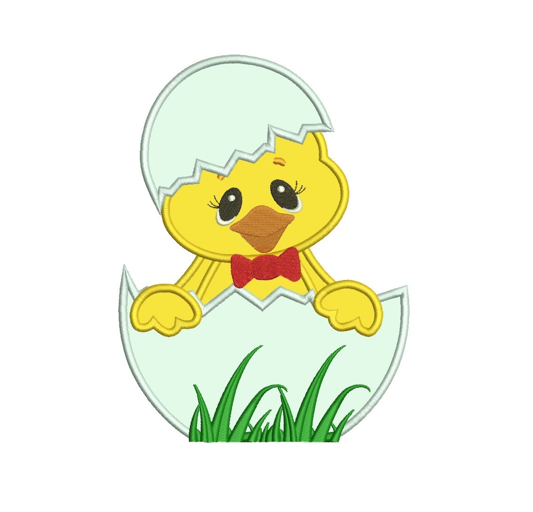 Easter Chick Inside Egg Applique Machine Embroidery Digitized Design ...