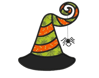Witch Hat Halloween Applique Machine Embroidery Digitized Design Pattern  - Instant Download - 4x4 , 5x7, and 6x10