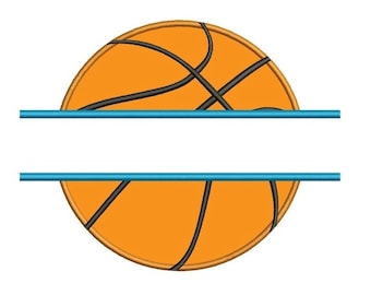 Basketball Split Applique Machine Embroidery Digitized Design Pattern - Instant Download - 4x4 , 5x7, 6x10