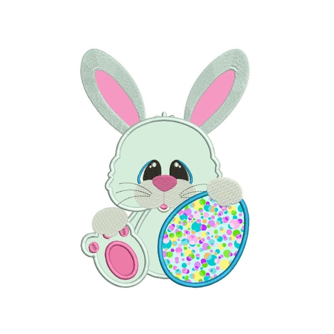 Cute Easter Bunny Egg Applique Machine Embroidery Digitized Design ...