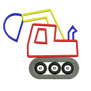 Excovator Applique Digitized Construction Machine Embroidery Boy Design Pattern Instant Download 4x4 , 5x7, and 6x10 hoops image 2