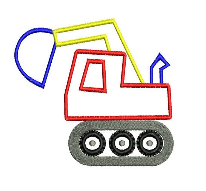 Excovator Applique Digitized Construction Machine Embroidery Boy Design Pattern Instant Download 4x4 , 5x7, and 6x10 hoops image 2