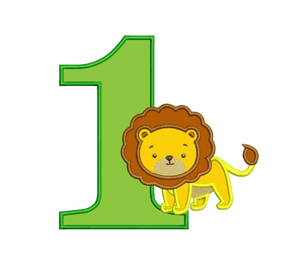 Birthday Number One 1 Little Lion Animal Machine Embroidery - Etsy Ireland