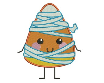 Mummy Candy Corn Halloween Filled Machine Embroidery Digitized Design Pattern  - Instant Download - 4x4 , 5x7,6x10 -hoops