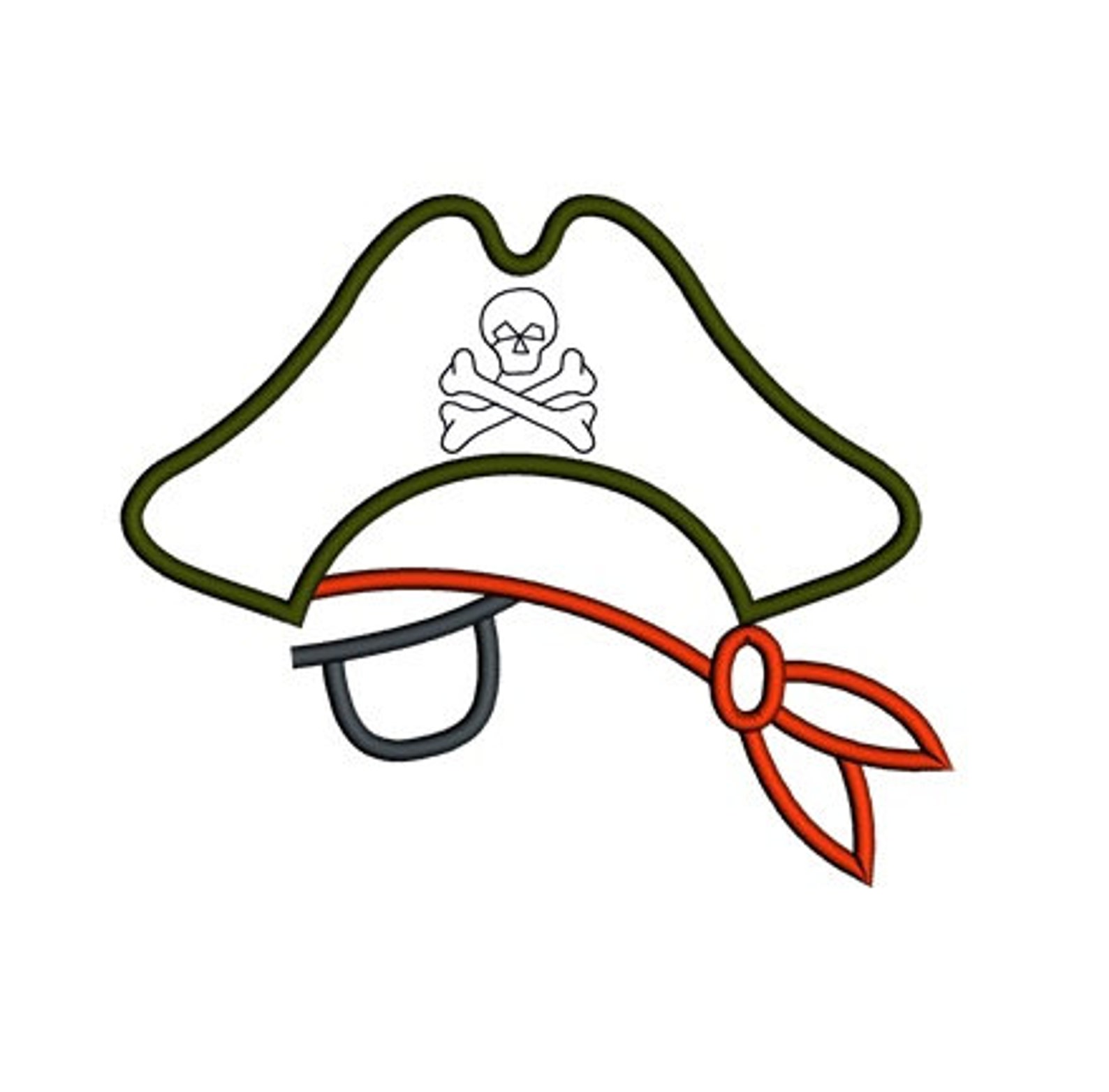 Pirate Hat Applique With an Eye Patch Machine Embroidery Etsy