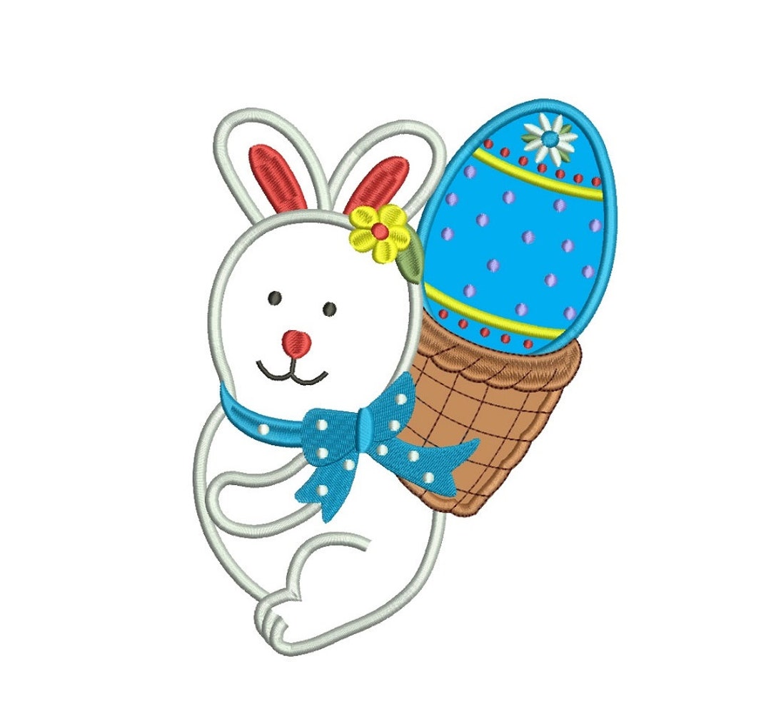 Easter Bunny With Big Egg Applique Machine Embroidery Digitized Design ...