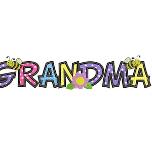 Grandma Applique Machine Embroidery Digitized Design Pattern