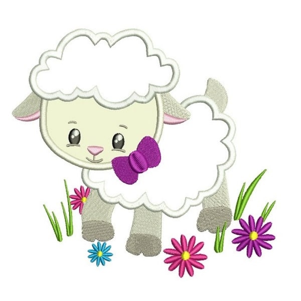 Baby Lamb Embroidery Etsy