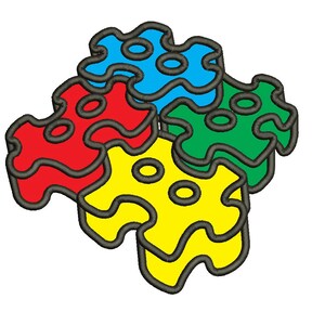 3D Autism Awareness Ribbon Applique Machine Embroidery Digitized Design Pattern  - 4x4 , 5x7, 6x10 -hoops