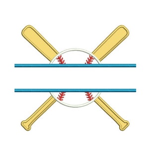 Baseball mit Fledermäusen Split Applique mit einem Baseballschläger Maschine Stickerei digitalisiert Entwurfsmuster - Instant Download - 4 x 4, 5 x 7, 6 x 10