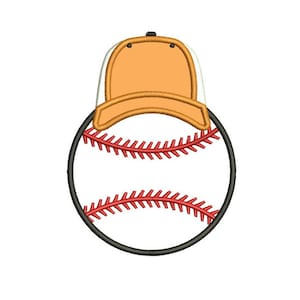 Baseball with a Hat Applique Machine Embroidery Digitized Design Pattern  - Instant Download - 4x4 , 5x7, and 6x10 -hoops