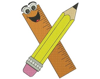 Teachers Ruler and Pencil Applique School Machine Embroidery | Etsy