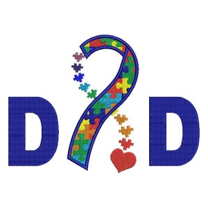 Dad Autism Awareness Filled Ribbon Machine Embroidery Digitized Design Filled Pattern  - Instant Download - 4x4 , 5x7, and 6x10 -hoops