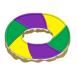 King&#39;s Cake Mardi Gras Mask Applique Machine Embroidery Digitized Design Pattern