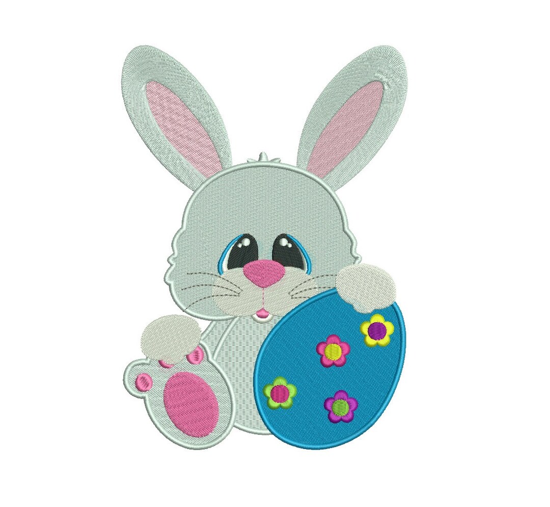 Cute Easter Bunny Egg Filled Machine Embroidery Digitized Design ...