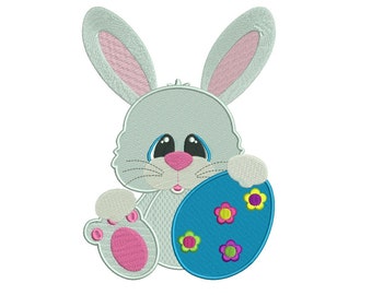 Cute Easter Bunny Egg Filled Machine Embroidery Digitized  Design Pattern - Instant Download - 4x4, 5x7, 6x10