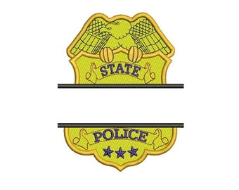 Staatliche Polizei Abzeichen Split Machine Embroidery digitalisiert gefüllte Entwurfsmuster - Instant Download - 4 x 4, 5 x 7, 6 x 10