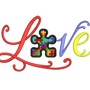 Amare qualcuno con autismo Applique macchina ricamo Design digitalizzati - Download immediato - 4 x 4, 5 x 7 e 6 x 10 - hoops