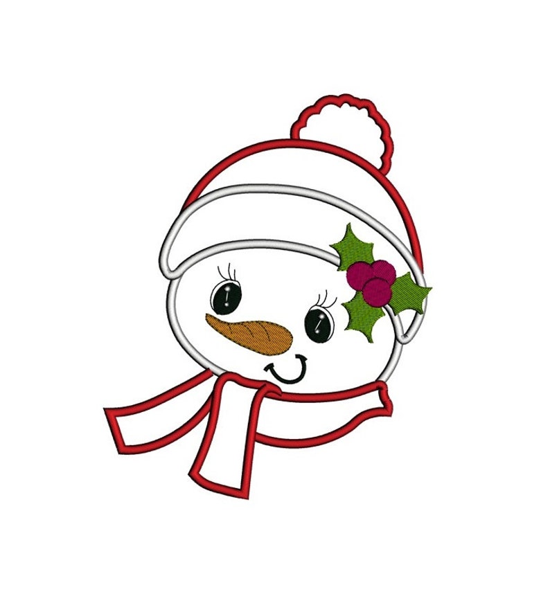 Snowman With a Scarf Applique With a Hat Christmas Machine Embroidery ...
