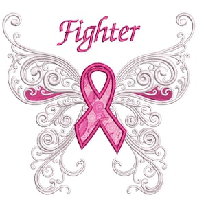 Fighter Breast Cancer Applique Butterfly with Wings Machine Embroidery Digitized Design Pattern  - Instant Download - 4x4 , 5x7, 6x10