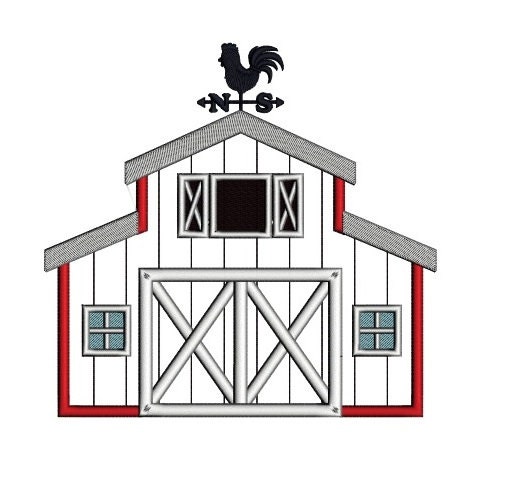 Barn Applique Machine Embroidery Digitized Design Pattern - Instant ...