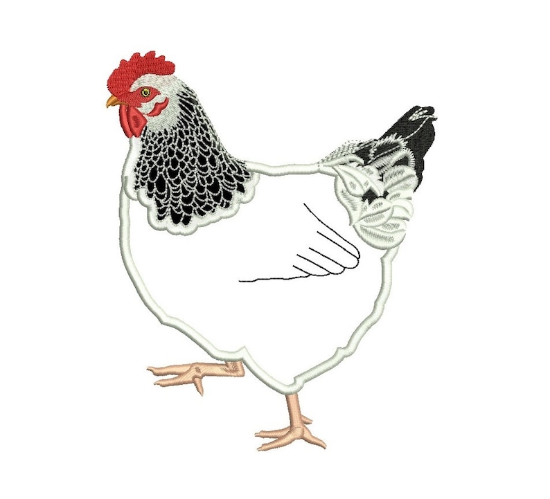 Hen Applique Machine Embroidery Digitized Design Pattern image 1