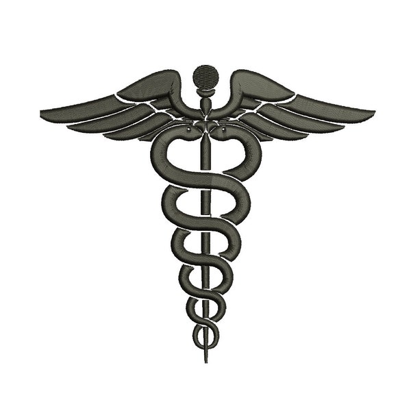 Medical Caduceus Embroidery- Instant Download Machine Embroidery Design 4x4 , 5x7, and 6x10 hoops, Nurses, Doctors, LPn