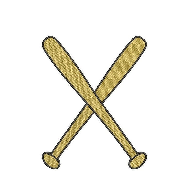 Crossed baseball bats machine jessecmault digitized filled  etsy