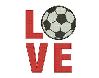 Love Soccer Sport Filled Machine Embroidery Digitized Design - Instant Download   - comes in three sizes to fit 4x4 , 5x7, and 6x10 hoops