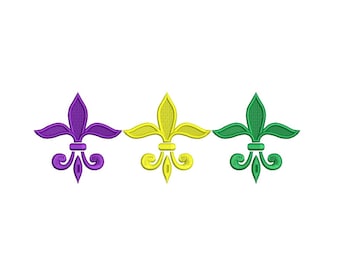 Patrón de diseño de Mardi Gras Fleur de Lis llenado máquina bordado digital