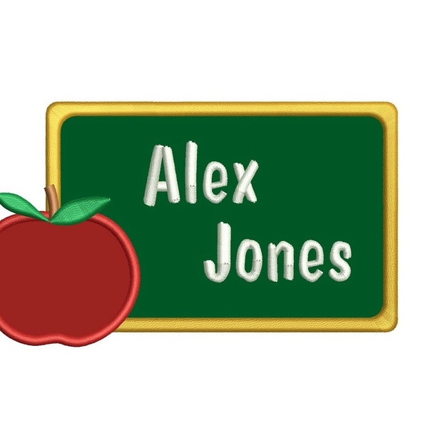 School Board with Apple Applique Machine Embroidery Digitized Design Pattern -Instant Download- 4x4,5x7,6x10