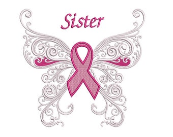 Sister Breast Cancer Awareness Filled Machine Embroidery Design Digitized Pattern