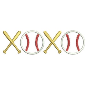 Baseballschläger und Ball XOXO Applique Maschine Stickerei digitalisierte Design Pattern - Instant Download - 4 x 4, 5 x 7, 6 x 10