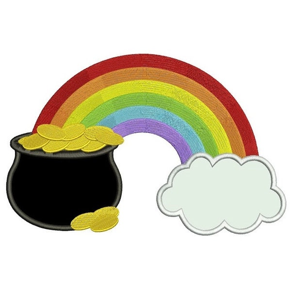 Pot of Gold Irish St. Patrick's DayMachine Embroidery Applique Digitized Pattern  - Instant Download - 4x4 , 5x7, and 6x10 -hoops