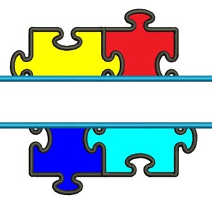 Autism Awareness Split Puzzle Applique Machine Embroidery Digitized Design Pattern  - Instant Download - 4x4 , 5x7, and 6x10 -hoops
