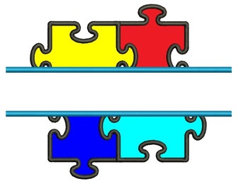 Autismus Bewusstsein Puzzle Applikation - Maschinenstickerei (Instant Download)