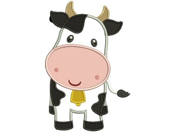 Cute Little Cow Applique Machine Embroidery Digitized Design Pattern  - Instant Download - 4x4 , 5x7, and 6x10 -hoops