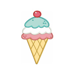 Ice Cream Cone Applique Machine Embroidery Digitized Design Pattern  - Instant Download - 4x4 , 5x7, 6x10