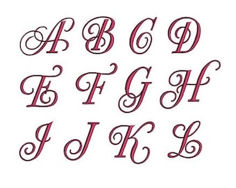 how to write fancy letter Fancy Curly Monogram Script Font 1,2,3 inches (Upper Case) in 11 Formats- Machine Embroidery Filled