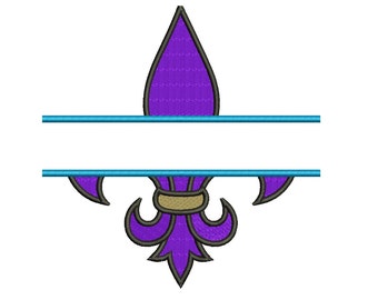 Fleur De Lis Split  Machine Embroidery Digitized Design Filled Pattern - Instant Download - 4x4 , 5x7, and 6x10 -hoops