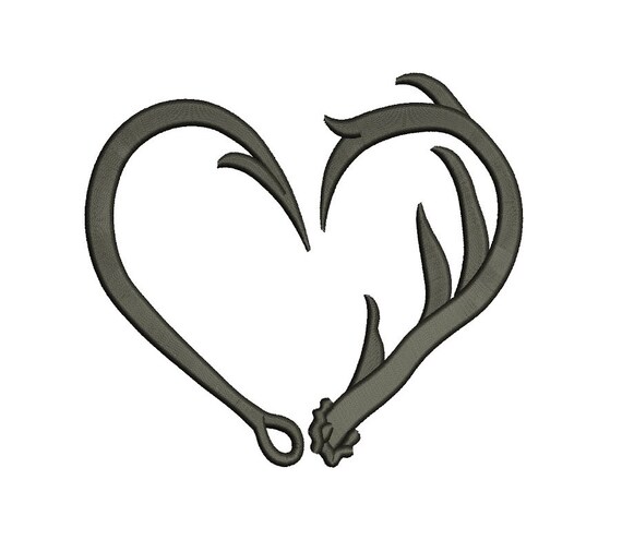 antlers fishing hook Fishing Hooks with Antlers Hunting machine embroidery filled digitized  design pattern