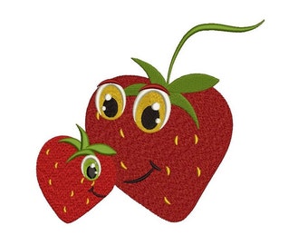 Mommy and baby strawberry Filled machine embroidery digitized design pattern  - Instant Download -4x4 , 5x7, and 6x10 hoops