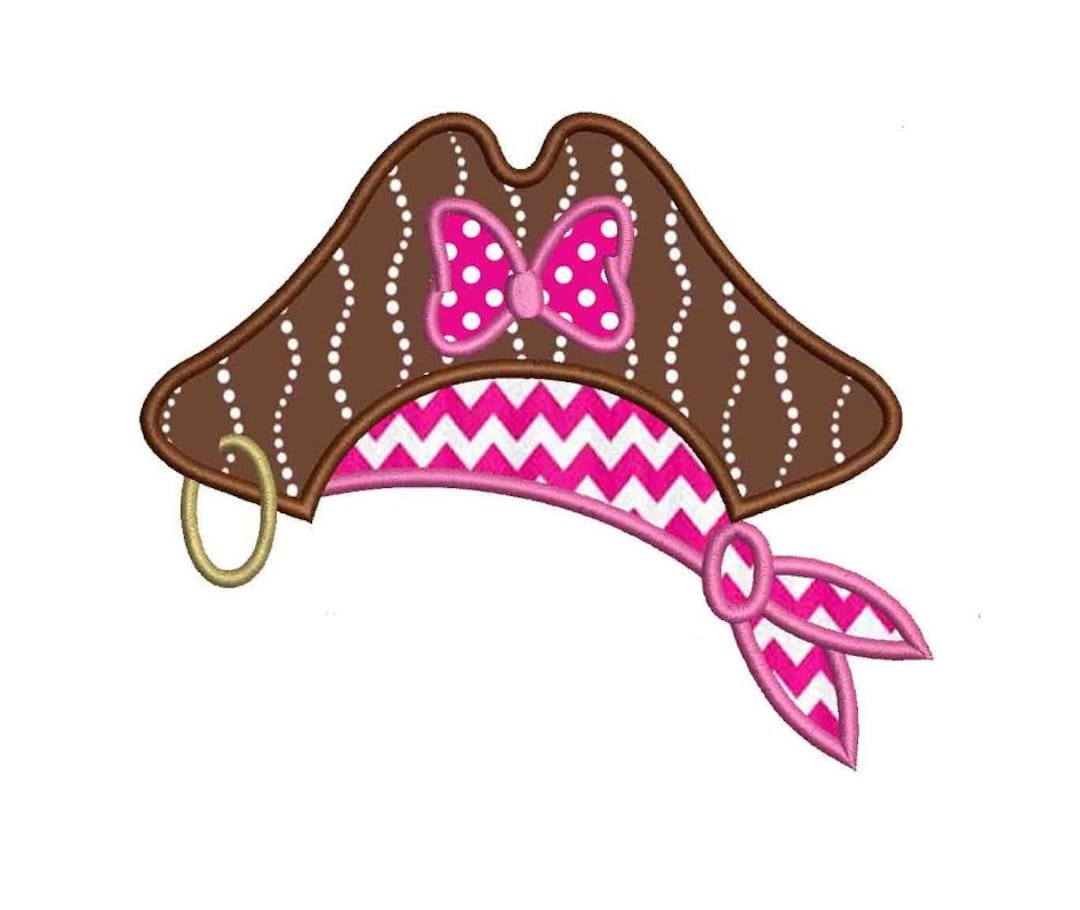 Girl Pirate Hat Applique Machine Embroidery Digitized Design Pattern