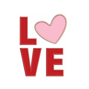Love with heart Applique - Instant Download Machine Embroidery Design - comes in three sizes to fit 4x4 , 5x7, and 6x10 hoops