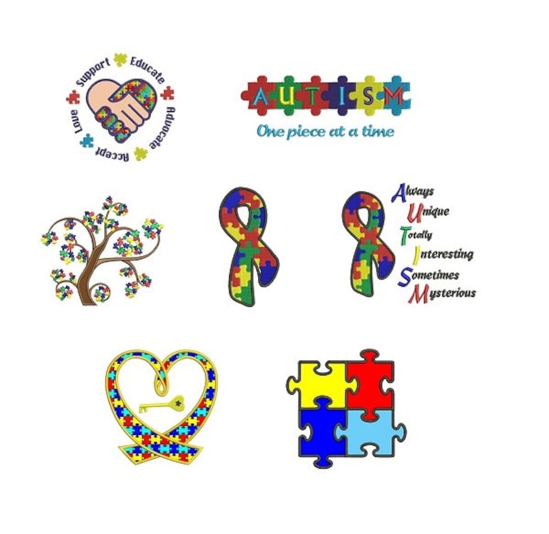 50% OFF Autism Awareness Set of Machine Embroidery Digitized Design ...