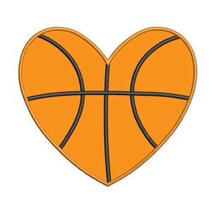 Basketball Heart Applique Machine Embroidery Digitized Design Pattern Instant Download 4x4 , 5x7, 6x10 image 1