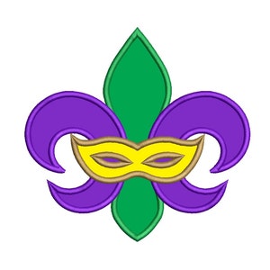 Fleur De Lis Mask Mardi Gras Applique Machine Embroidery Digitized Design Pattern Applique  - instant download - 4x4 , 5x7, 6x10