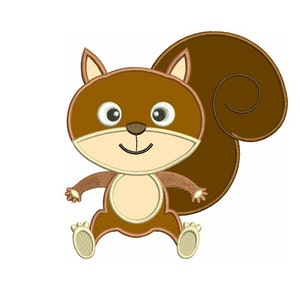 Little Squirrel Applique Digitized Machine Embroidery Design Space Animal Pattern  - Instant Download - 4x4 , 5x7, and 6x10 -hoops