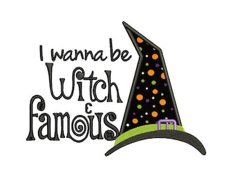 Witch Famous Halloween Applique Machine Embroidery Digitized Design Pattern  - Instant Download